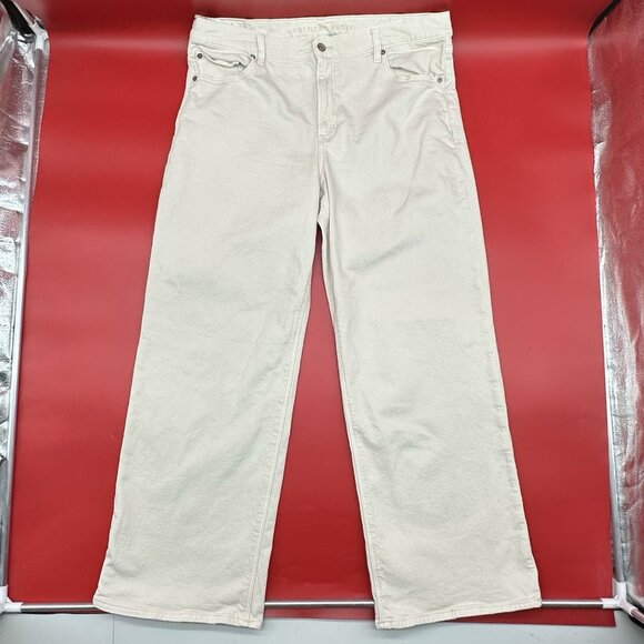 American Eagle Stovepipe Size 16 Ivory Ecru Denim Stretch High-Waisted Jeans - Picture 3 of 16